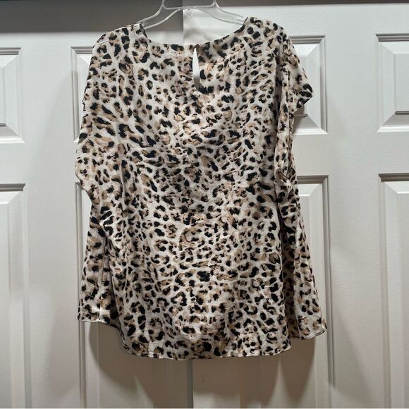 Calvin Klein Leopard Print Cap Sleeve Blouse Size 2X - Picture 3 of 10